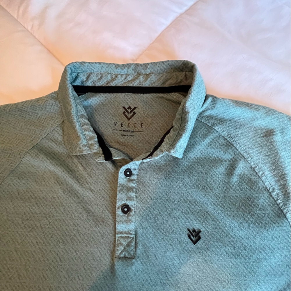 Men’s Veece Golf Shirt, Size M, Green Heather